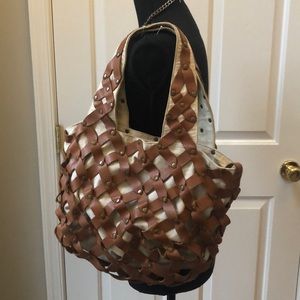 Michael Kors bag, leather and canvas lattice